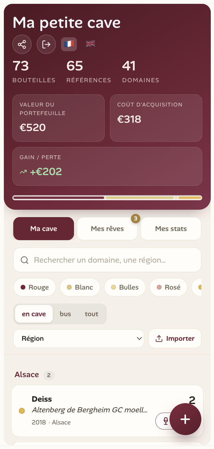 Vue d'ensemble de la cave